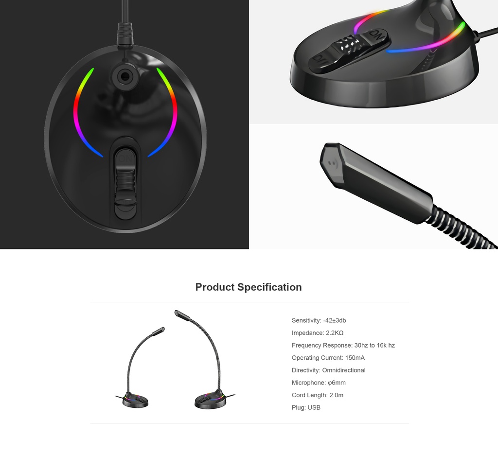 HAVIT MICROFONO RGB GK55