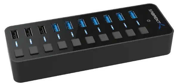 SARENT USB 3.0 7-PORT/ HUB+3 SMART CHARGING PORTS WITH POWER SWITCHES (HB-B7C3)