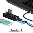 SARENT USB 3.0 7-PORT/ HUB+3 SMART CHARGING PORTS WITH POWER SWITCHES (HB-B7C3)