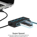 SARENT USB 3.0 7-PORT/ HUB+3 SMART CHARGING PORTS WITH POWER SWITCHES (HB-B7C3)