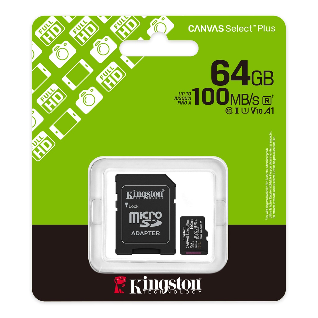 KINGSTON MICROSD 64GB CANVAS SELECT PLUS (CLASE 10)