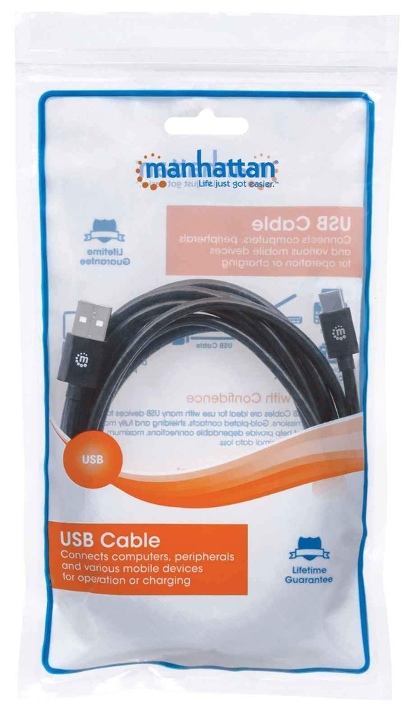 MANHATTAN CABLE USB-C A USB-A 2M NEGRO (354929)