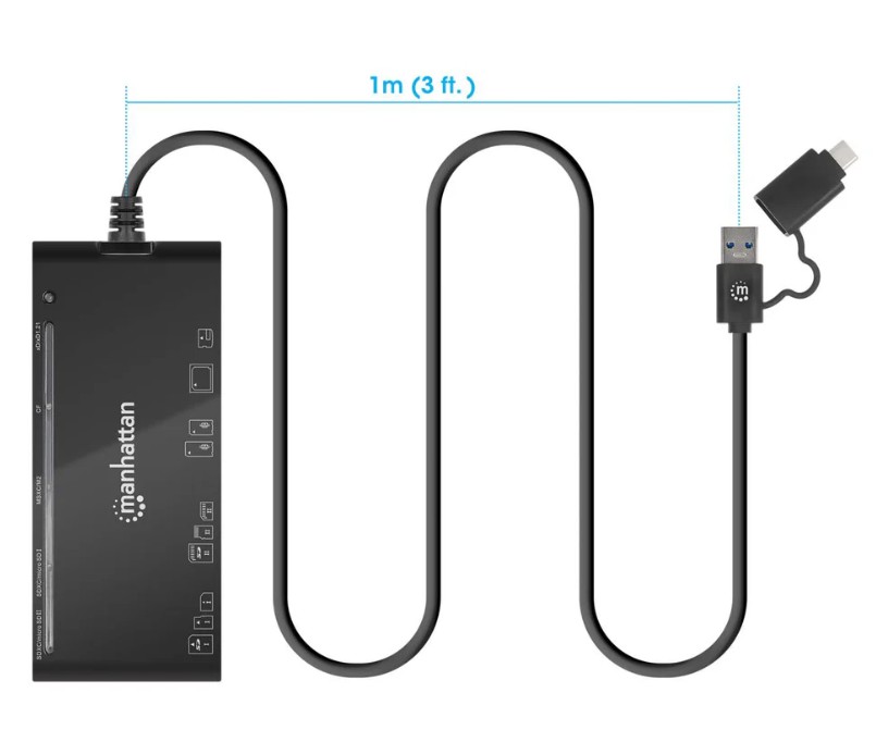 MANHATTAN LECTOR MEMORIA 7-EN-1 USB C/A (102605)
