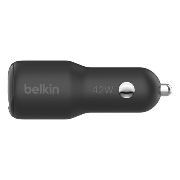 BELKIN APTADOR PARA CARRO USB-C 30W + USB-A 12W (CCB005btBK)