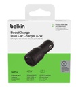 BELKIN APTADOR PARA CARRO USB-C 30W + USB-A 12W (CCB005btBK)