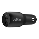 BELKIN APTADOR PARA CARRO USB-C 30W + USB-A 12W (CCB005btBK)