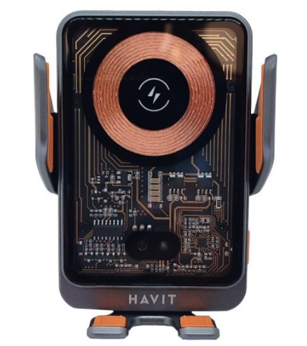 HAVIT SOPORTE + CAGADOR DE MOVIL PARA CARRO 15W (HVWLC-W3033-BKSR)