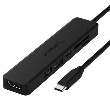 SABRENT MULTI-PUERTOS CONVERTER USB-C A USB-C (1)/ HDMI (1)/ USB-A (2)/ SD/MICROSD (1) (HB-TC6C)